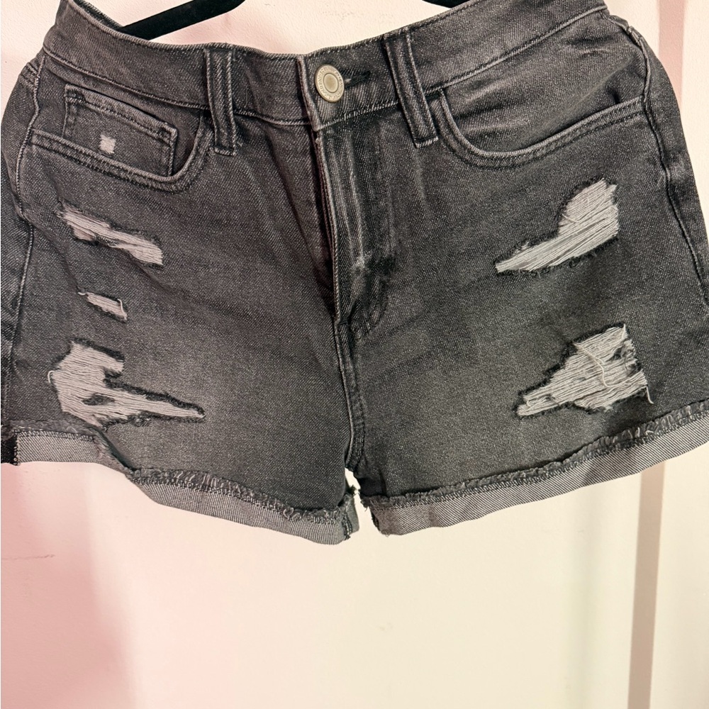 SO Charcoal Distressed Jean Shorts